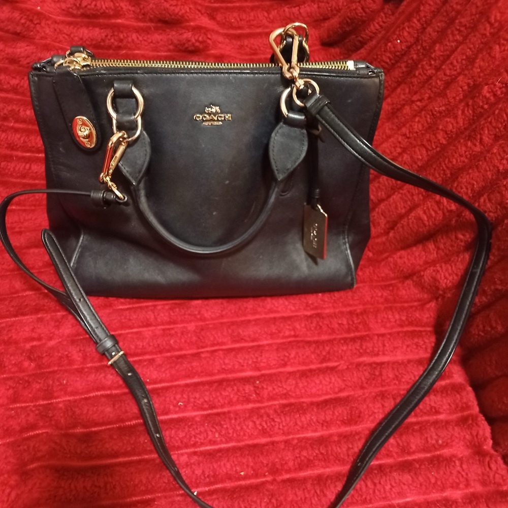Coach Black Crossbody Bag with Gold Accents